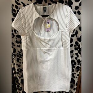 Wild Fable White and Black Striped Cutout Dress